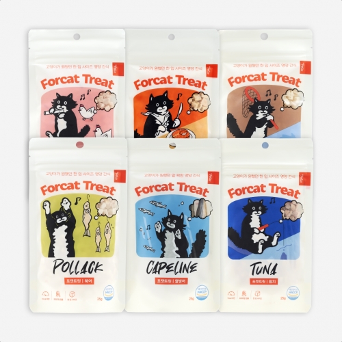 [닥터펠리스] 고양이 간식 동결건조 포캣트릿 북어/닭가슴살/참치/가자미/연어/열빙어 6종 (25g x 6팩)