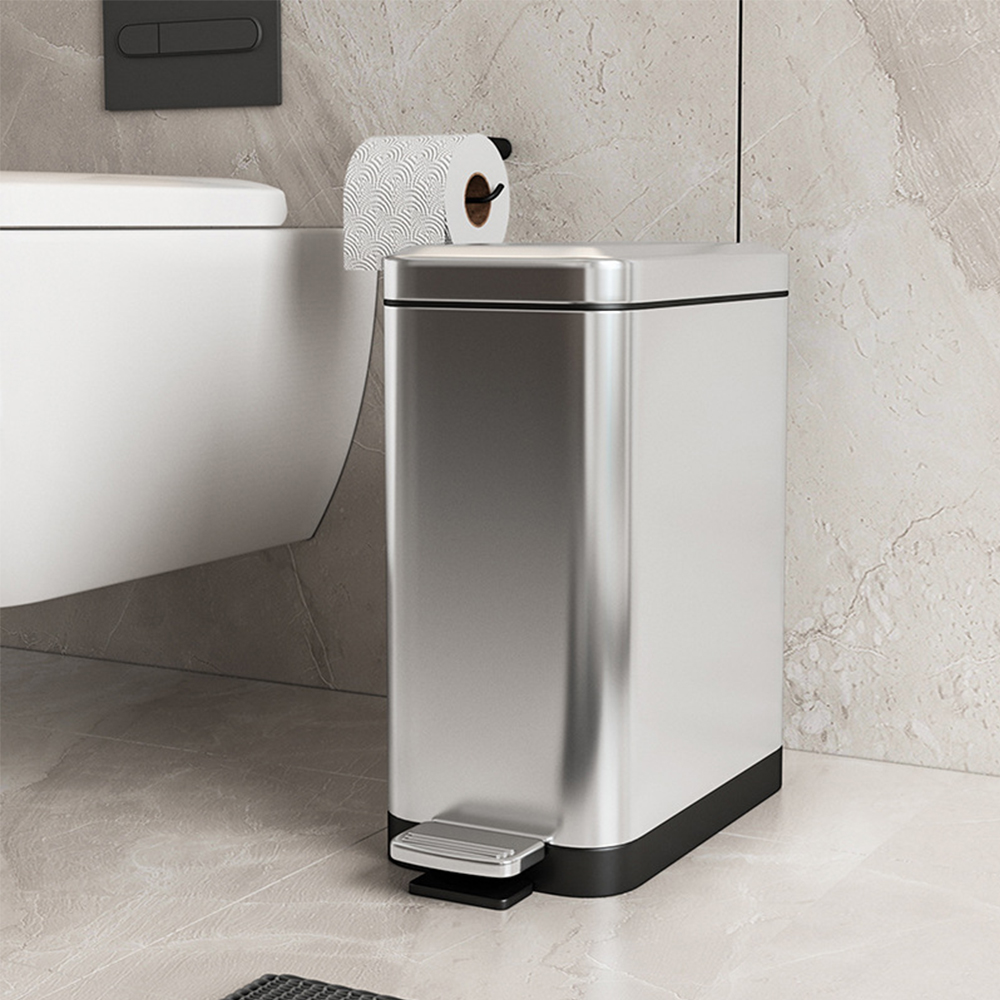 [오라플] 스텐 페달 휴지통 쓰레기통 냄새차단 14x22x29cm(기본형)