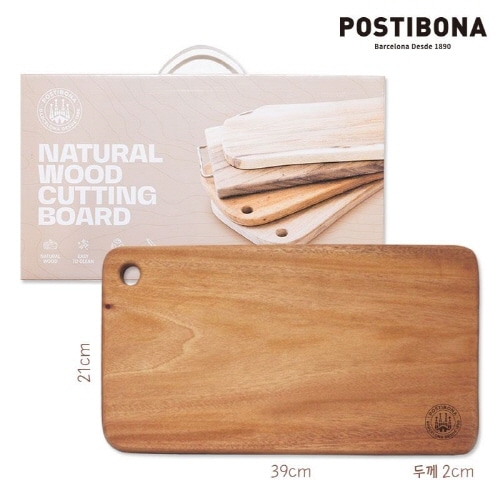 [포스티보나] 레온 마호가니 통원목도마 중(390×210×20mm)