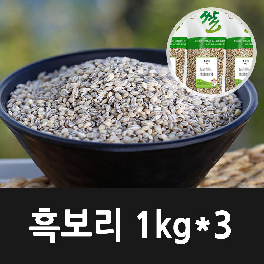 [2024년햇곡] 국내산 흑보리 1kg x 3 (총3kg)