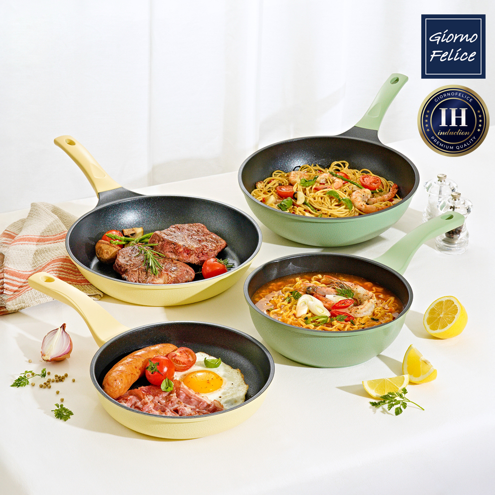 [죠르노펠리체]IH 프레쉬온 프라이팬&웍팬 4종 세트(팬 20+26cm+웍 20+26cm) GF-IF06W06