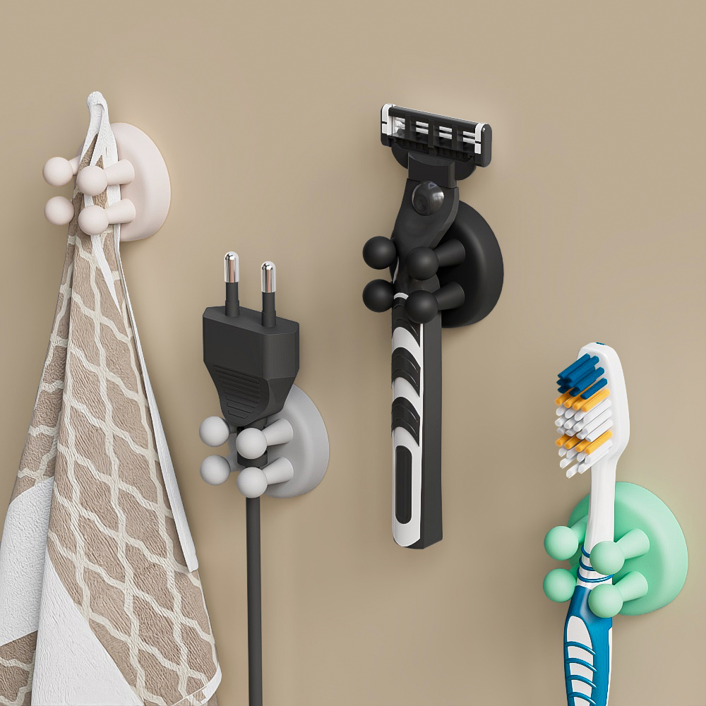 [오라플] 무타공 칫솔걸이 면도기걸이 치약꽂이 4개입 (색상/택1)