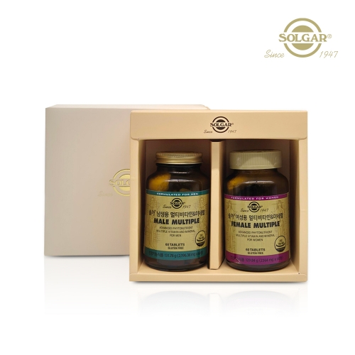 [솔가] 남녀 멀티비타민 60정 선물세트(남성용 멀티비타민 미네랄60정+여성용 멀티비타민 미네랄 60정)