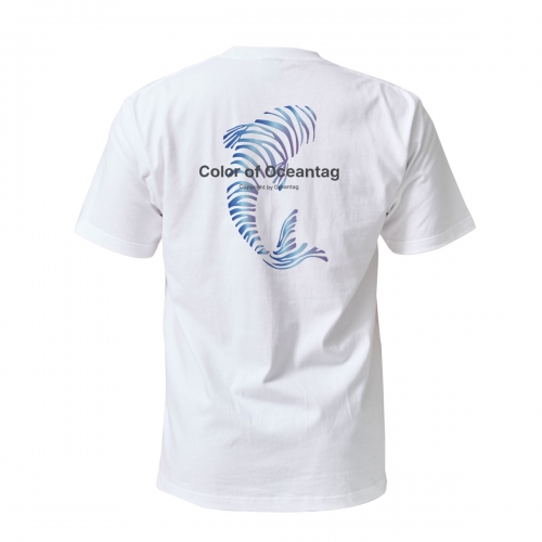 [오션테그] 14수 반팔 티셔츠 화이트 블루 피쉬