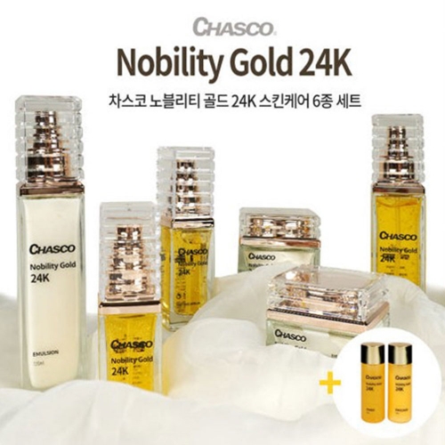 차스코 노블리티 골드 24k 스킨케어 6종세트(본품 6종+여행용 2종, 쇼핑백포함)