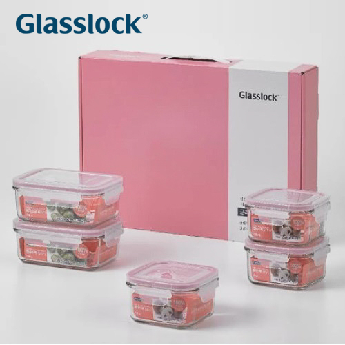 [글라스락] 클래식 5조 세트 (핑크)