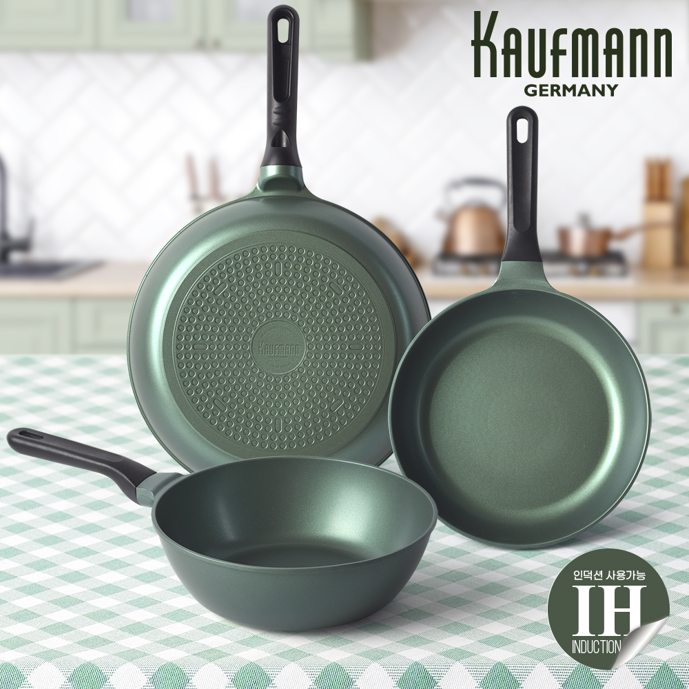 [카우프만] 올리브 인덕션 프라이팬 3종 세트(C형) KOIF-C3P