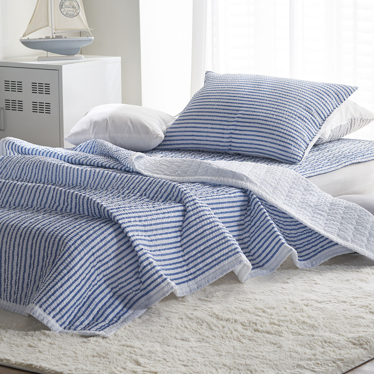 [침구연구소] 엘리아 시어서커 여름 차렵 이불베개세트 SS(이불+베개커버)