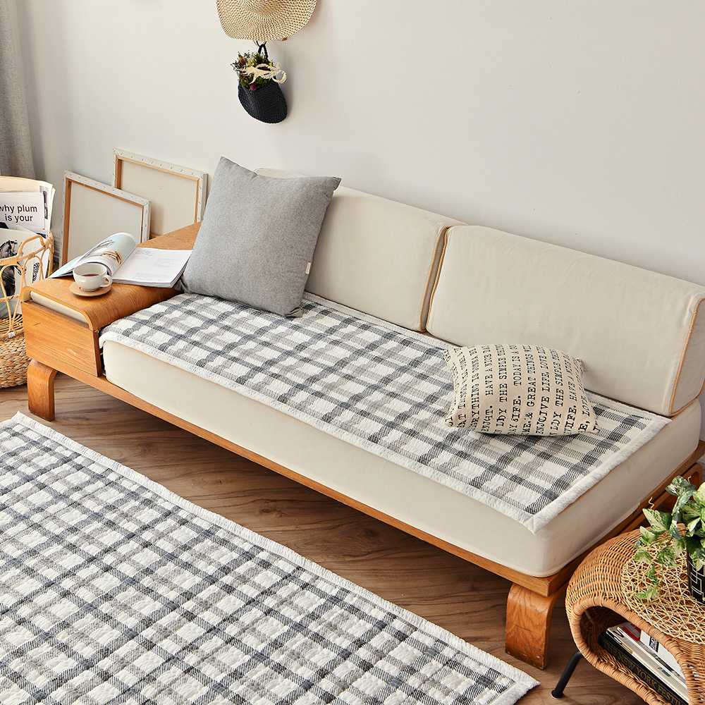 [침구연구소] 댄디체크 시어서커 여름 쇼파패드 3인용