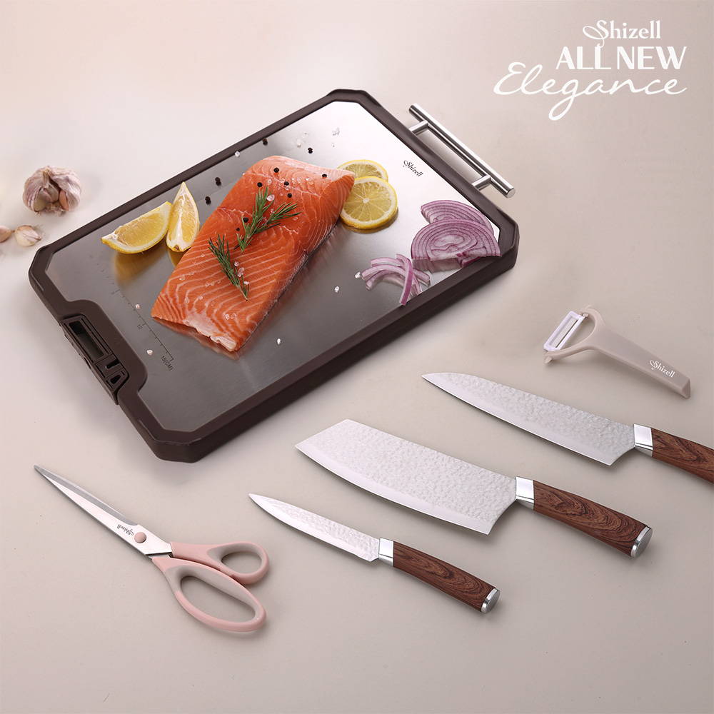 [쉬젤] 올뉴 엘레강스 나이프5종+러반 다용도 스테인레스 양면도마L