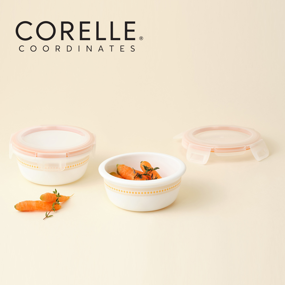 [코렐] 코디네이츠 밀크글라스 밀폐용기 자카드 밴드 원형 2종_[원형325×2개]