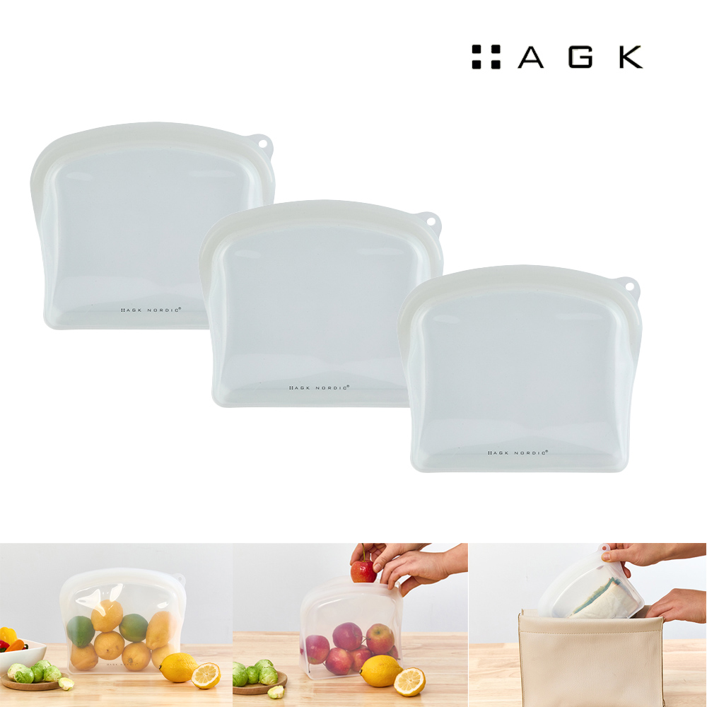 [AGK NORDIC] 리프레쉬 실리콘 지퍼팩(대2000ml×3개_OPP포장출고) AGK-SB2000
