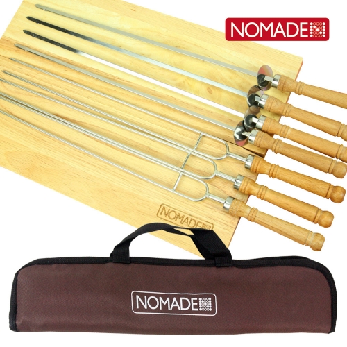 노마드 휴대용 캠핑용 7p 원목 꼬치 세트(혼합) N-6762