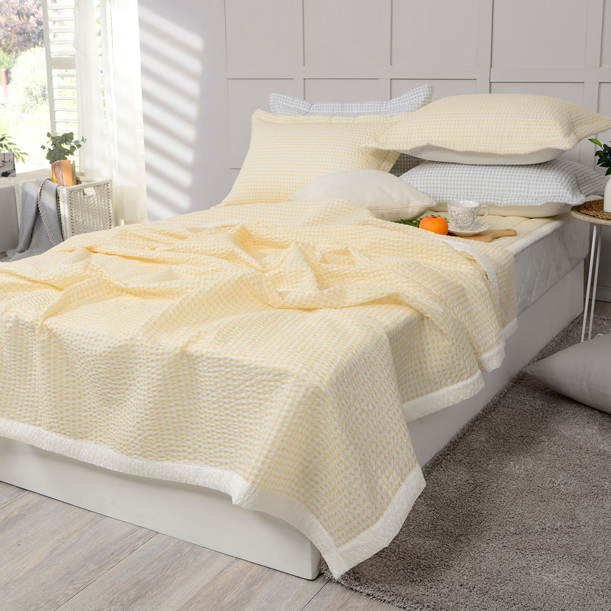 [침구연구소] 슈가체크 홑 시어서커 여름 이불베개세트 SS(이불+베개커버)