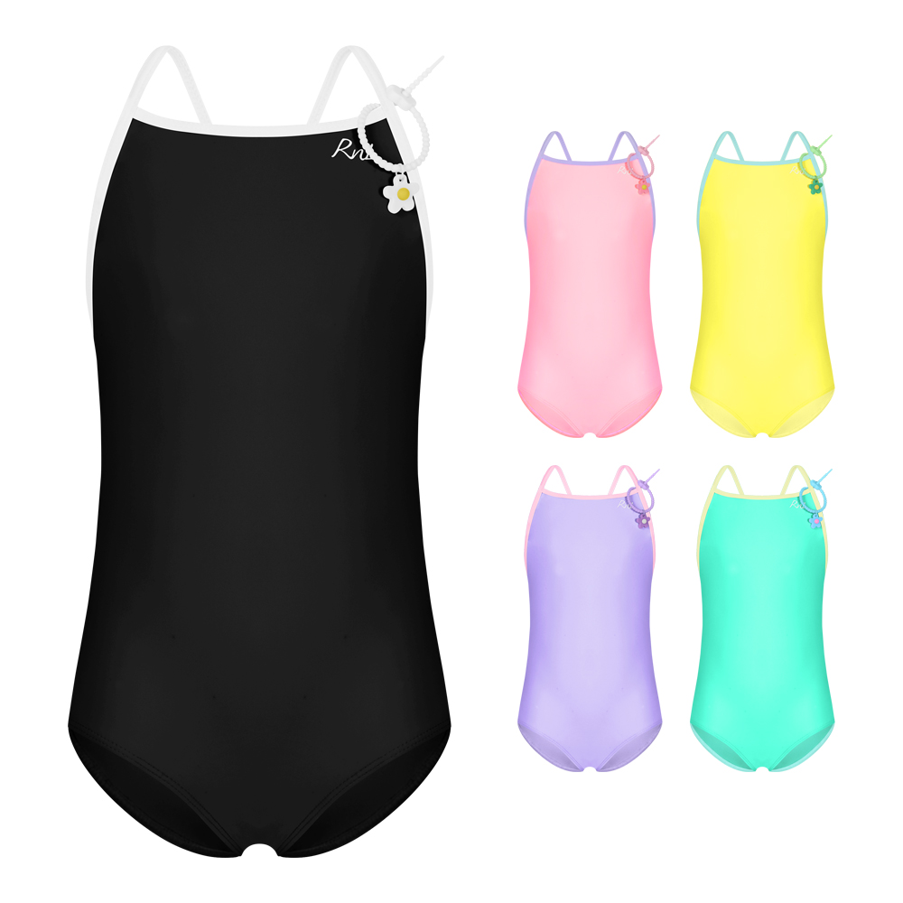 알앤엘 시그니처 투톤 타이백 여아 원피스 수영복 2(S)~12(JM) (블랙)