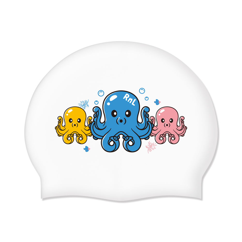 알앤엘 옥토팜 실리콘 수영모자 (유아/성인 공용) 1개 화이트
