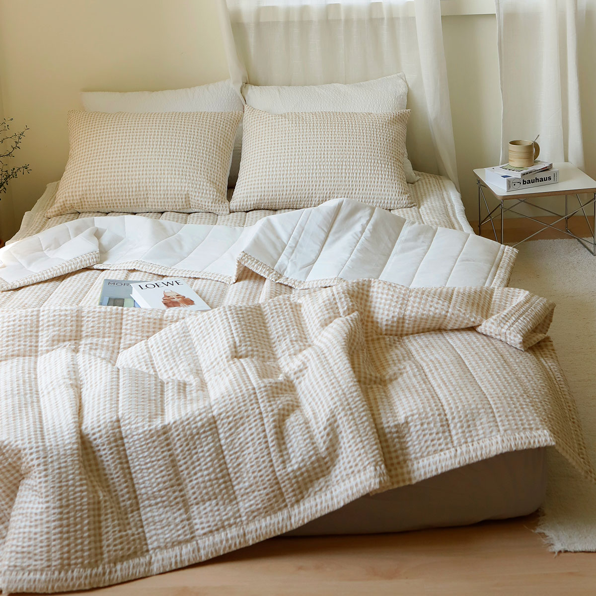 [침구연구소] 켄싱턴 시어서커 60수 차렵 이불패드세트 SS(이불+패드+베개커버)