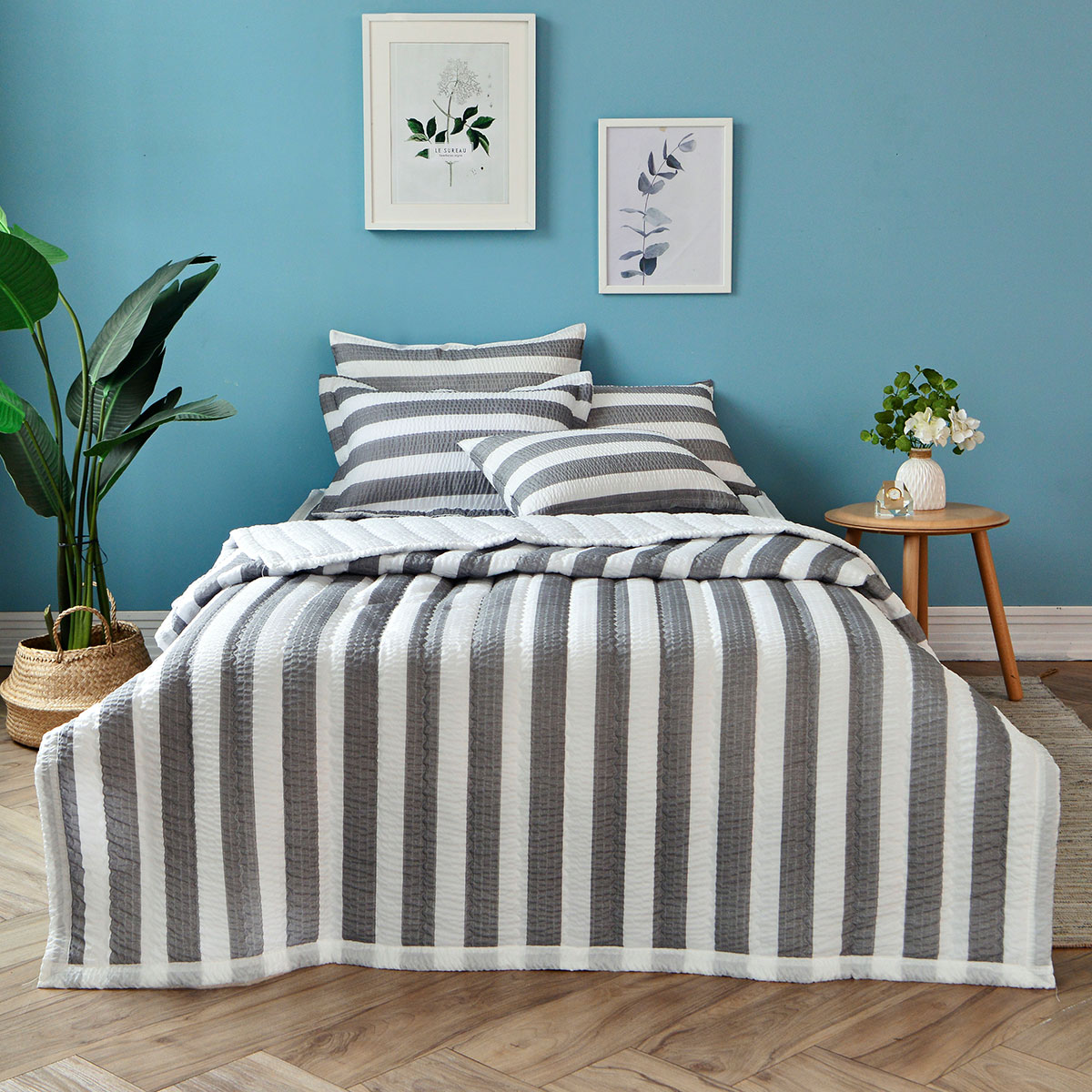 [침구연구소] 썸머라인 시어서커 여름 차렵 이불패드세트 SS(이불+패드+베개커버)