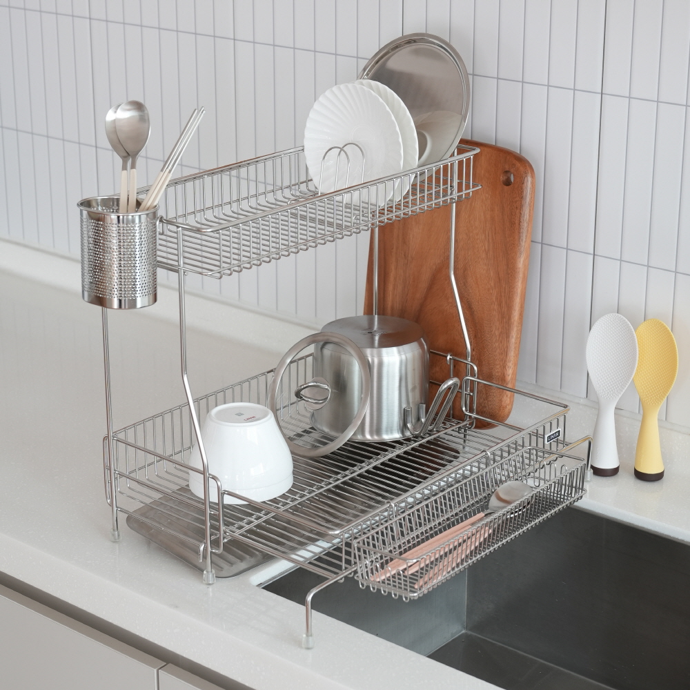 [한국도자기리빙] 리한 에르노바 확장형 스텐304 2단 식기건조대