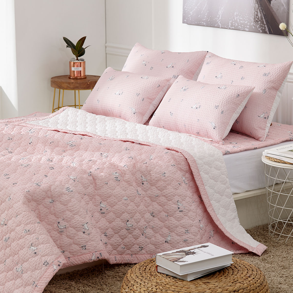 [침구연구소] 플라이 시어서커 여름 차렵 이불패드세트 SS(이불+패드+베개커버)