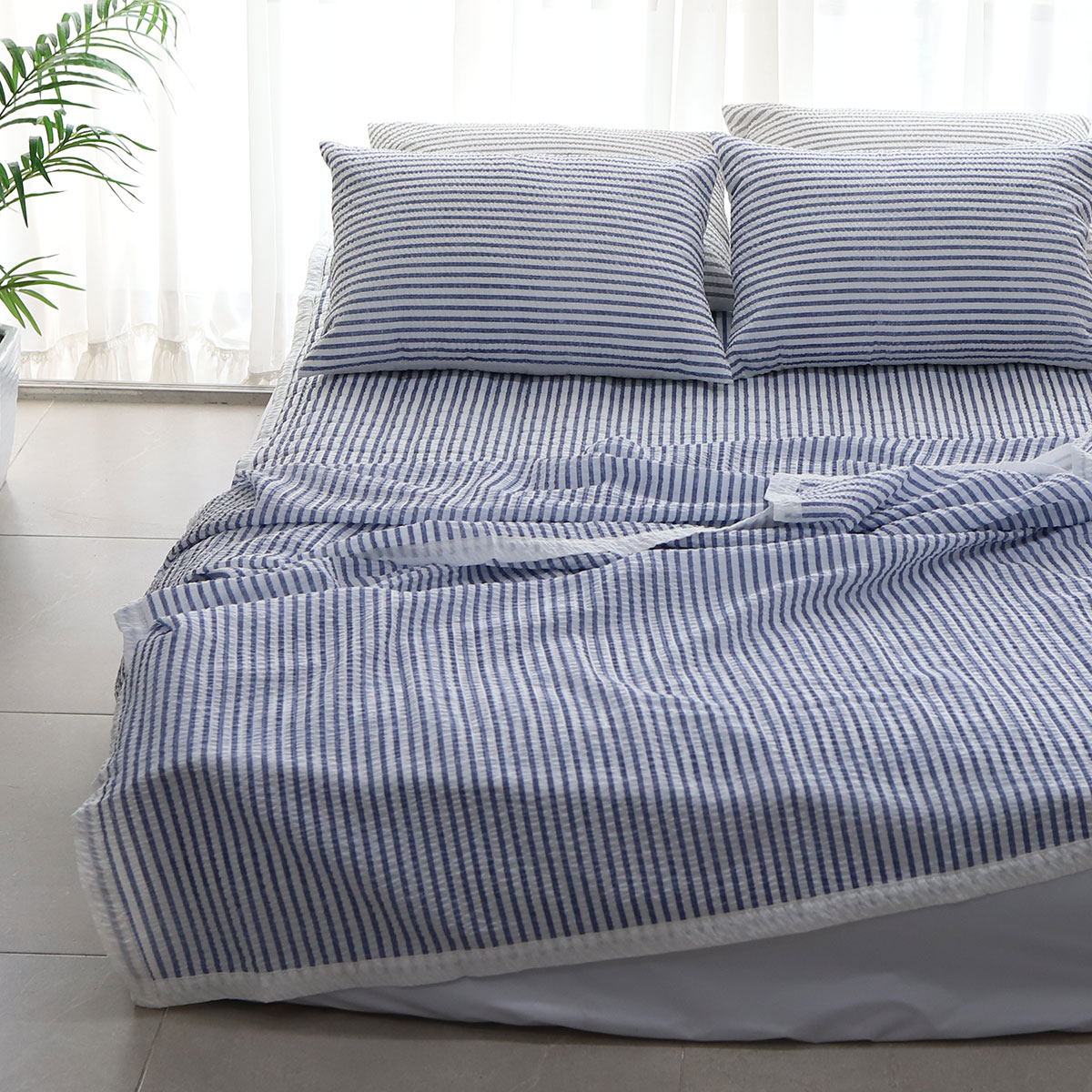 [침구연구소] 엘리아 홑 시어서커 여름 이불베개세트 Q(이불+베개커버)