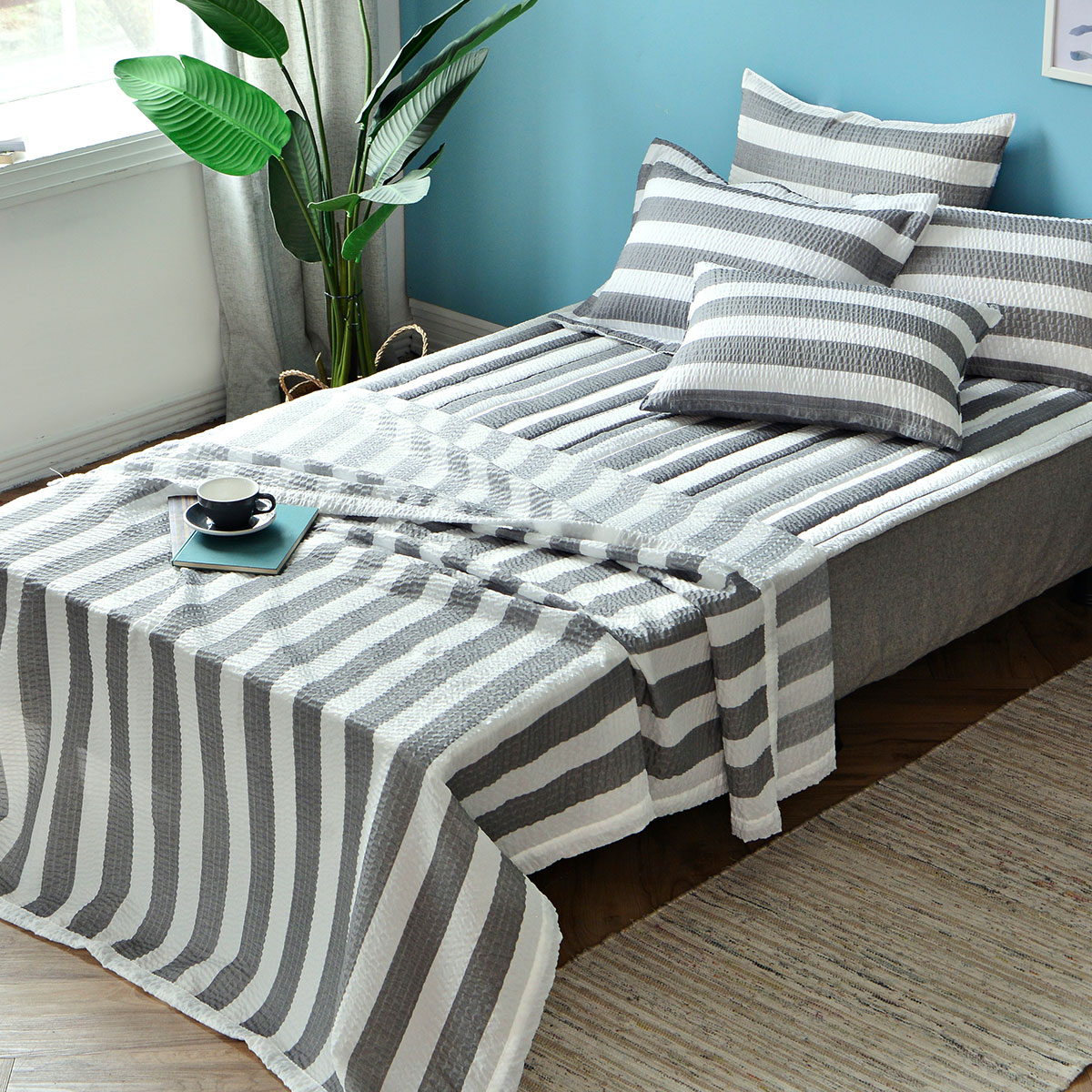 [침구연구소] 썸머라인 홑 시어서커 여름 이불패드세트 SS(이불+패드+베개커버)