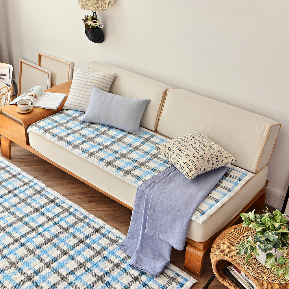 [침구연구소] 댄디체크 시어서커 여름 쇼파패드 4인용