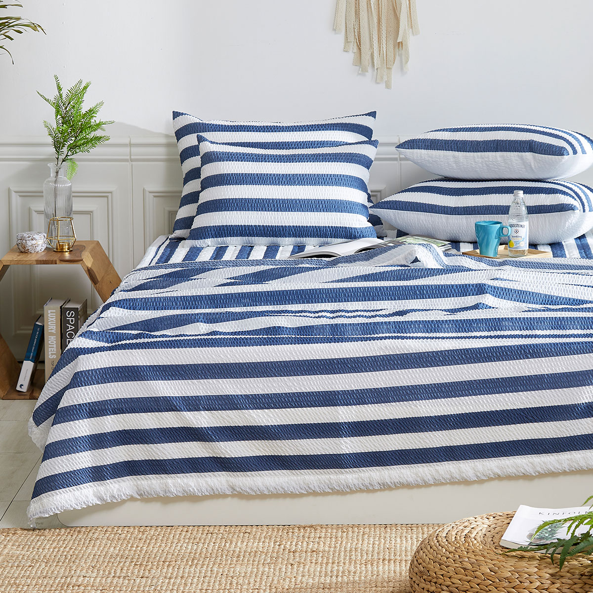 [침구연구소] 줄라인 홑 시어서커 여름 이불단품 Q