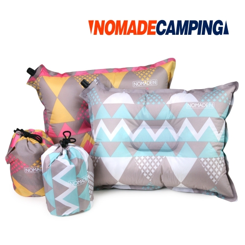 노마드 차박 휴대용 캠핑용 VIVID 자동 충전 베개 (민트+그레이) N-7016