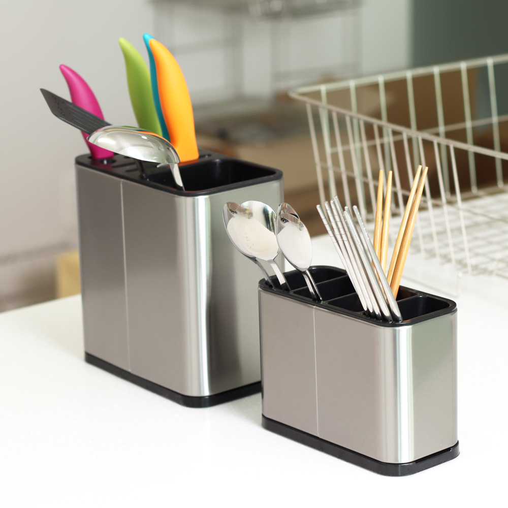 [스텐팩토리] 스테인레스 물빠짐 수저통+조리도구&칼블럭 2종세트