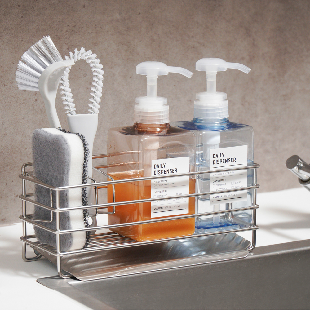 [스텐팩토리] 올스텐 304 디스펜서랙 수세미거치대 세제받침대