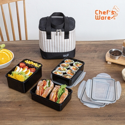 [셰프웨어] 얌 직사각 3단 도시락 세트 DYC-LB-R3P