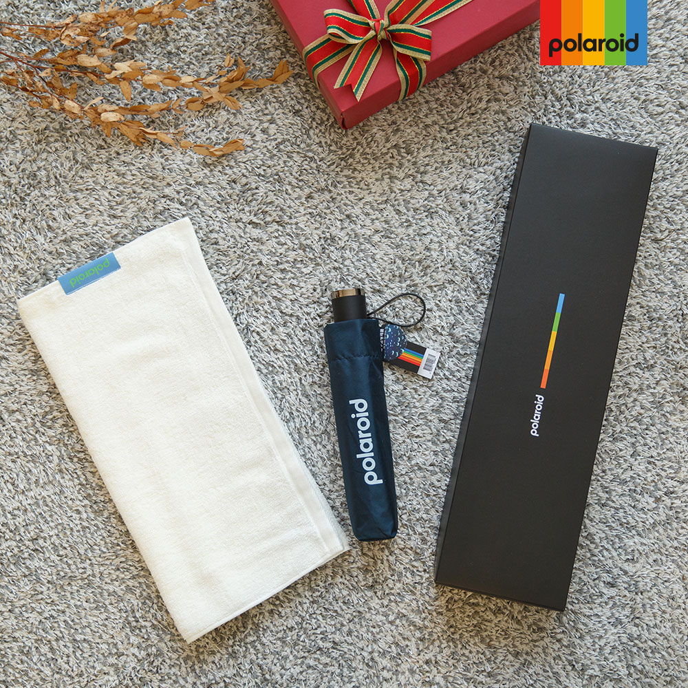 [폴라로이드] 3단 솔리드 우산+스펙트럼 호텔타올(1p) (150g) 세트