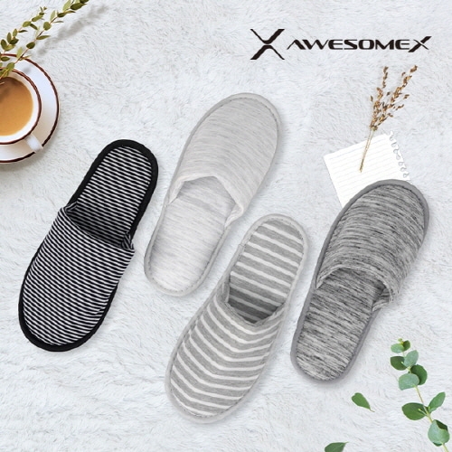 [어썸엑스] 빨아쓰는 여행용 기내용 면 슬리퍼(면파우치 포함)_색상 택1