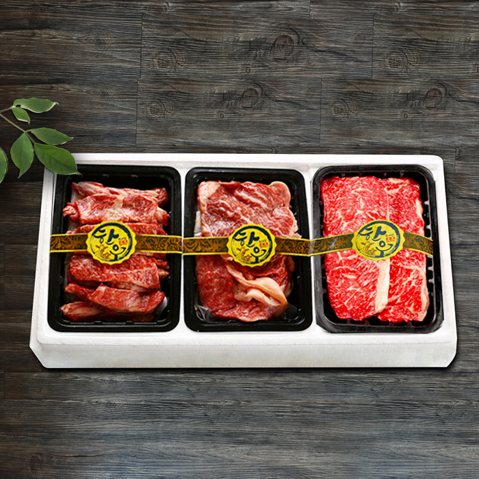 [태백한우] 1등급 거세우 고급 선물세트 (안심300g + 채끝300g + 갈비살300g)