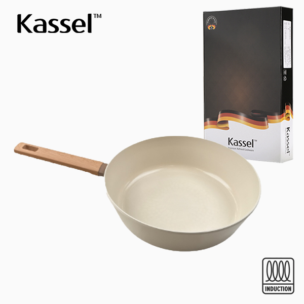 [Kassel] 카셀 인덕션 스톤 크림 세라믹코팅 궁중팬28cm