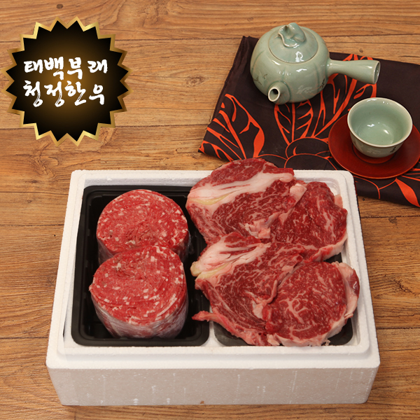[태백한우] 1등급 거세우 등심 혼합 세트 2호 선물세트 (등심 1kg+불고기1kg)