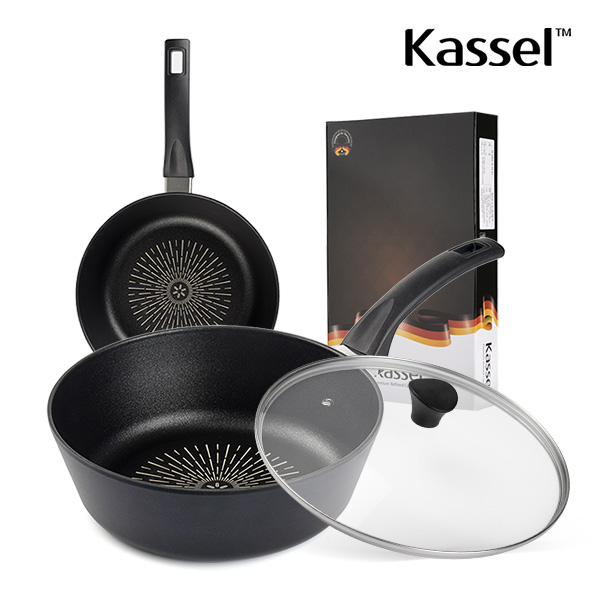 [Kassel] 카셀 블루 라이트 IH 인덕션 궁중팬28cm+유리뚜껑28cm