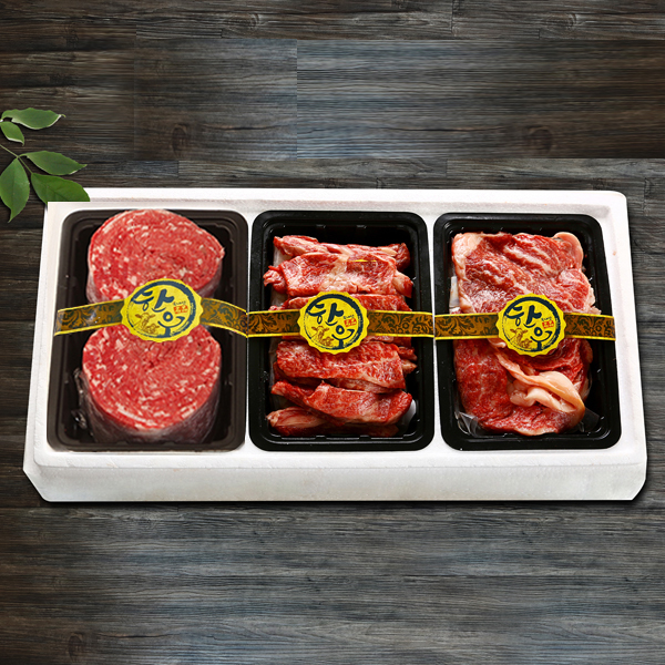 [태백한우] 1등급 품격 선물세트 (등심300g + 갈비살300g + 불고기300g)