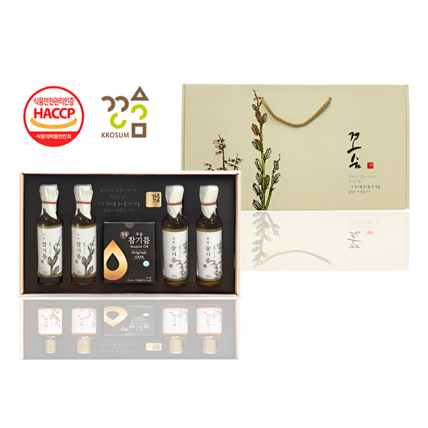 [꼬숨식품] 참기름2+들기름2+파우치1 5종세트(수입산)