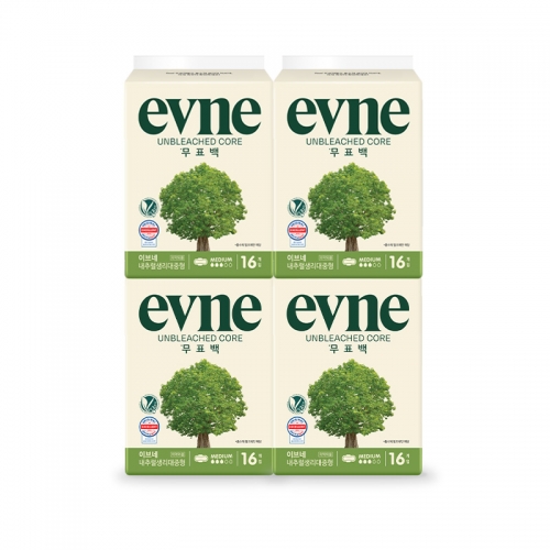 [이브네] 무표백 중형 생리대 16개입X4팩