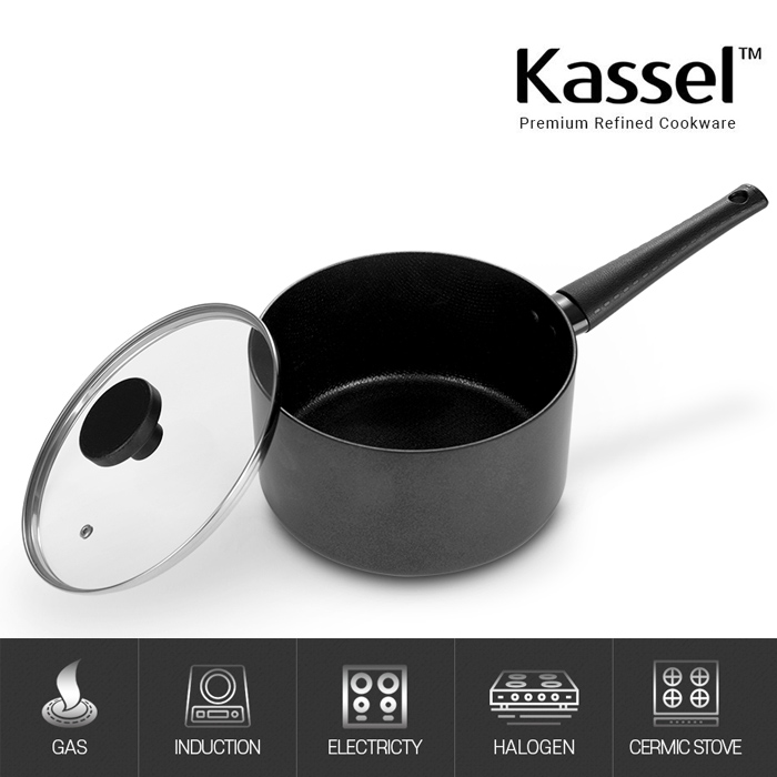 [Kassel] 카셀 블랙 엠보 IH 인덕션 겸용 편수냄비 18cm