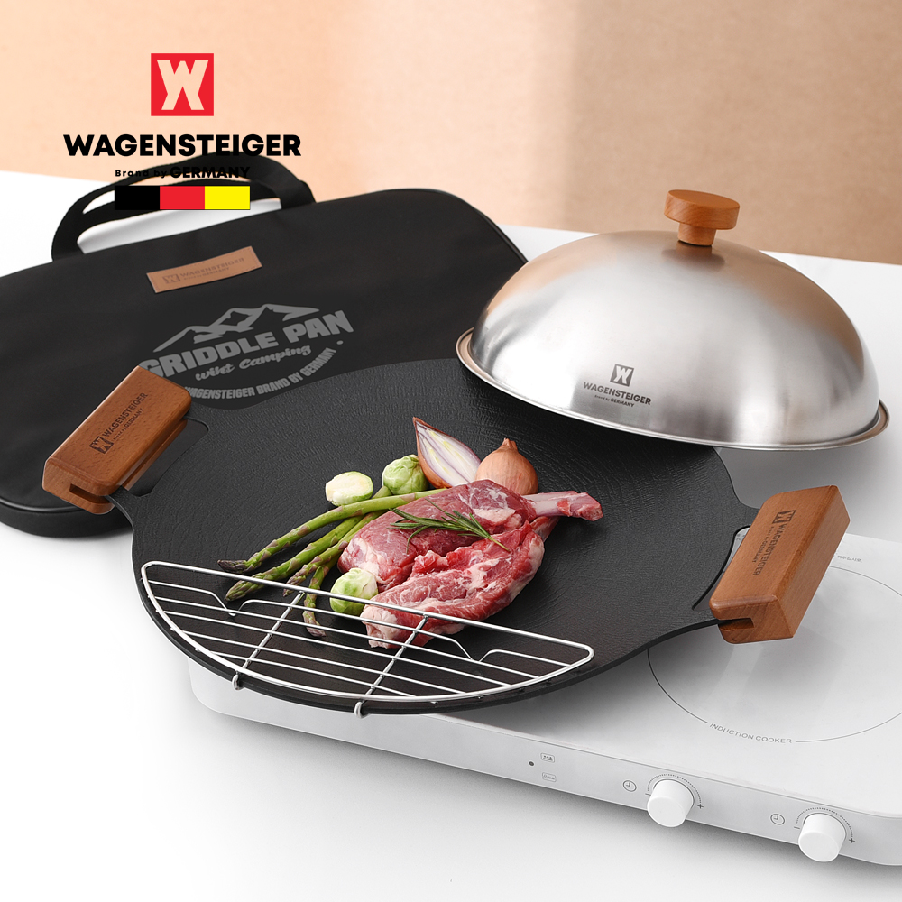 [바겐슈타이거] 그리들 시리즈 세트 4호 블랙 (그리들 36cm+토트백+우드손잡이 2pcs+그리들망 28cm+스텐 레스팅커버 24cm)