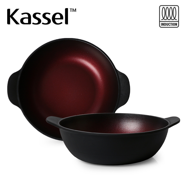 [Kassel] 카셀 버건디 티타늄 IH 인덕션 만능 전골냄비팬 28cm