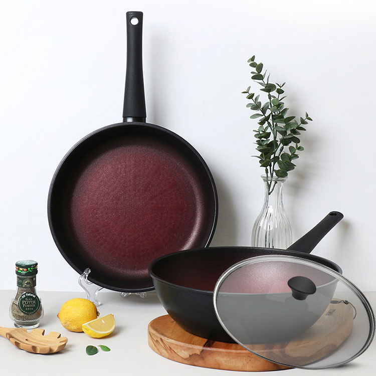 [DELLAGO] 델라고 와인 인덕션IH 겸용 프라이팬 3종세트(F28cm+W28cm+유리뚜껑 28cm)