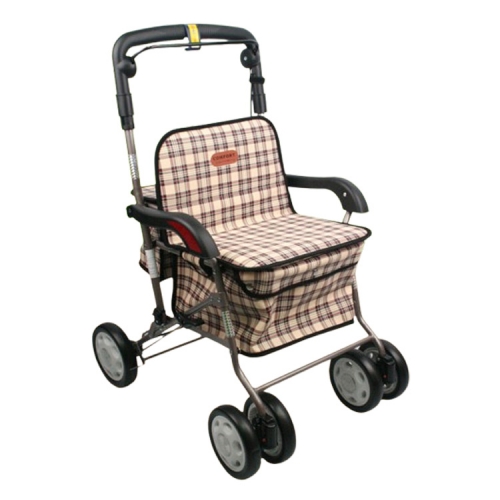 [웰비] 다용도 접이식 성인용 보행 보조차 실버카 F-218(베이지)