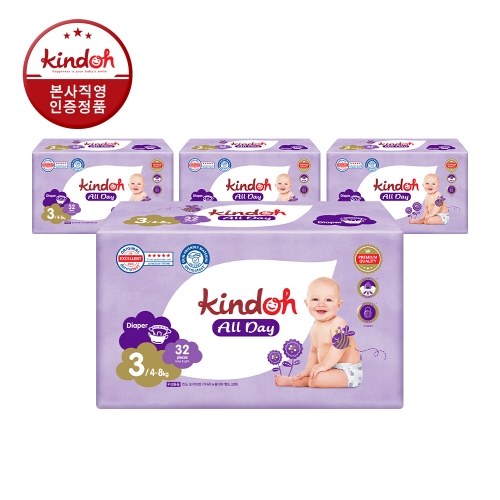 [킨도] 프리미엄 기저귀 올데이 밴드형 3단계 32매x4팩