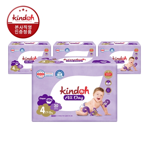 [킨도] 프리미엄 기저귀 올데이 밴드형 4단계 30매x4팩