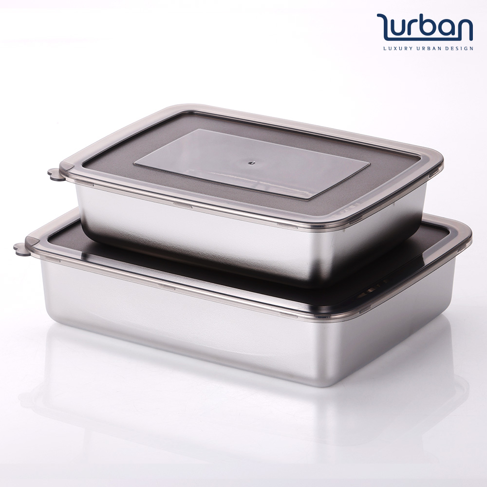 [쉬젤] 러반 스테인렌스 렉탱글밧드2종세트-(본체-중+대/커버/와이어랙)