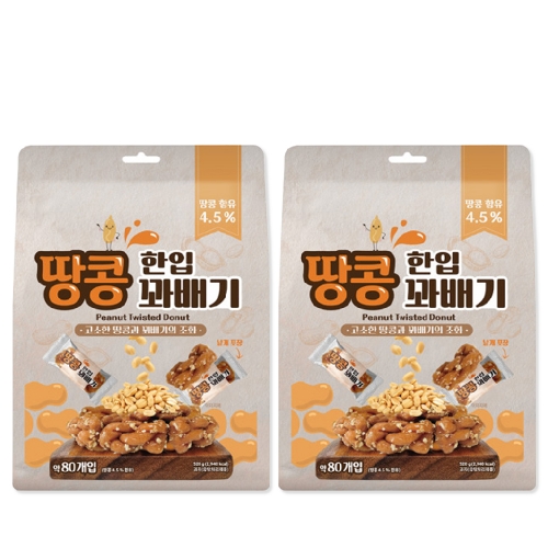 [좋은세상] 개별포장 땅콩 허니한입꽈배기 520g+520g 총 1040g